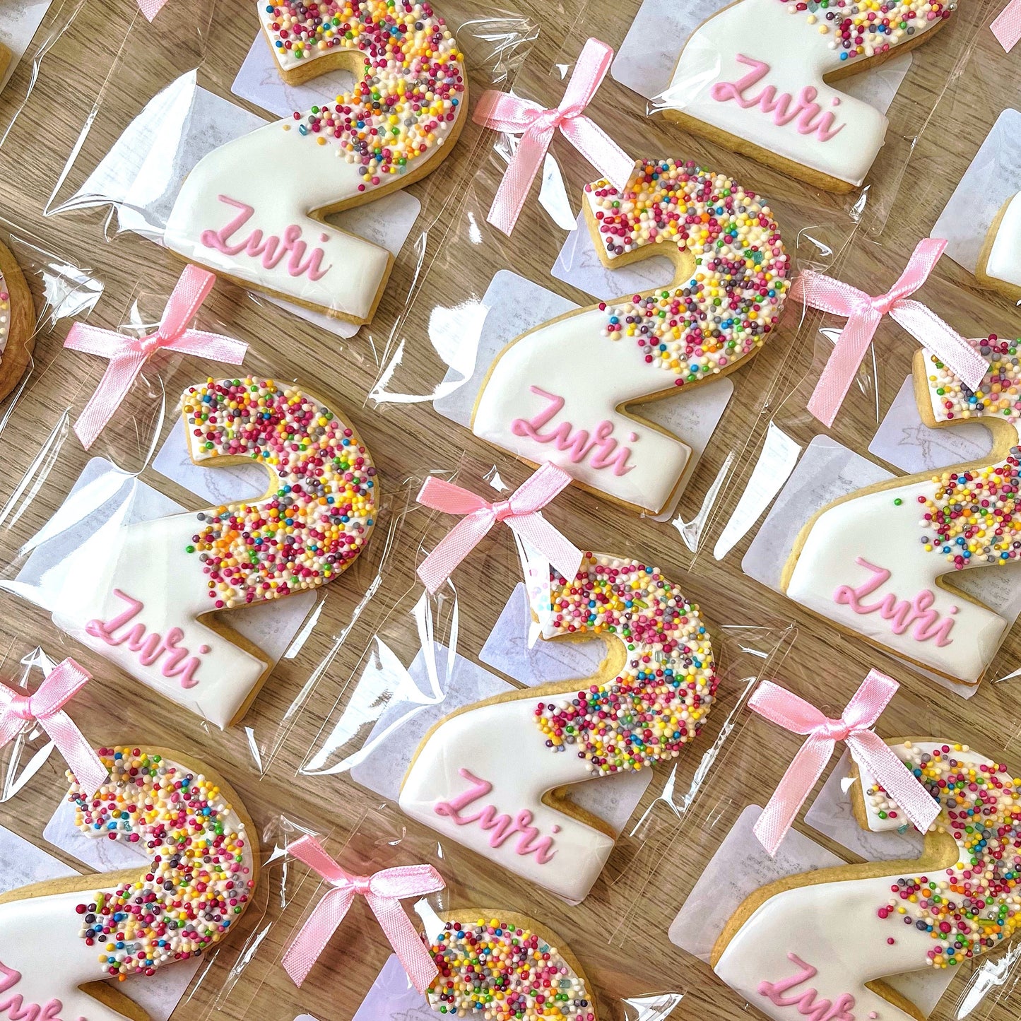 Personalised Rainbow Sprinkle Number Birthday Biscuits